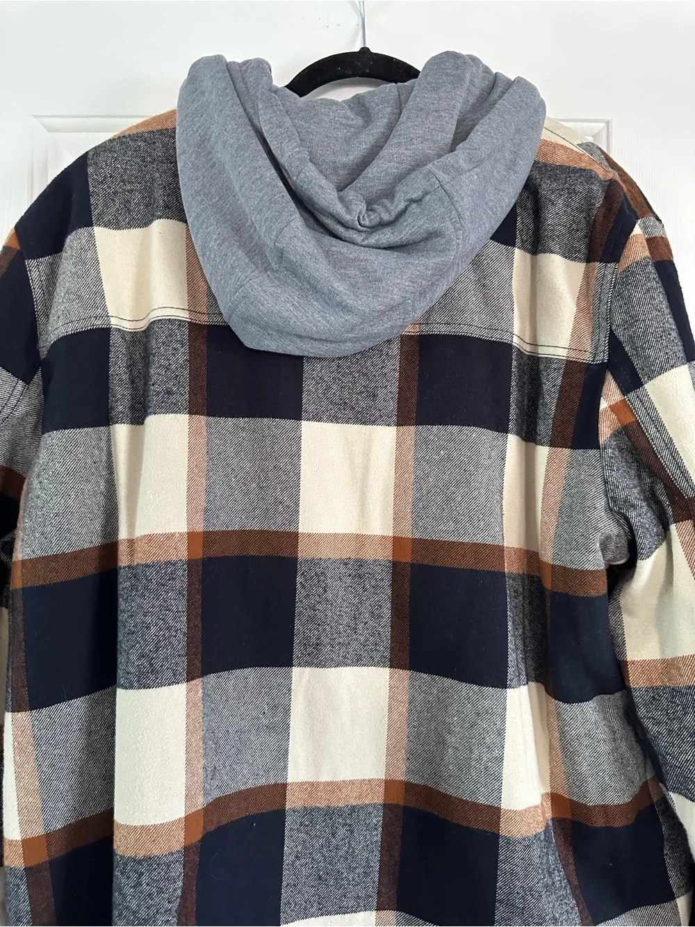 Levi's Plaid Sherpa-Lined Hooded Shirt Jacket - Black, Cream & Brown - Picture 2 of 5